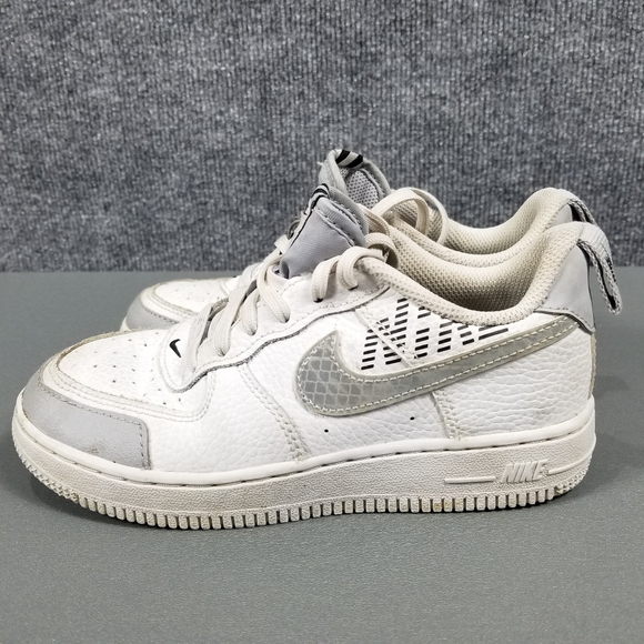 NIKE AIR FORCE 1 SHOES kids SIZE 2Y WHITE WOLF GRAY PRESCHOOL - Picture 3 of 10